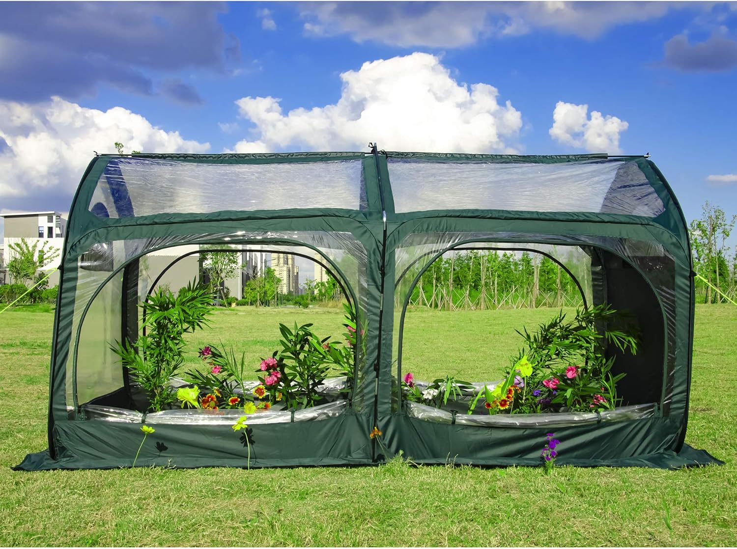 porayhut Pop Up Greenhouse Cover Flower House Mini Gardening Plant Flower Sunshine Room Room,Backyard PVC Greenhouse Cover for Cold Frost Protector Gardening Plants (Tunnel Grennhouse)
