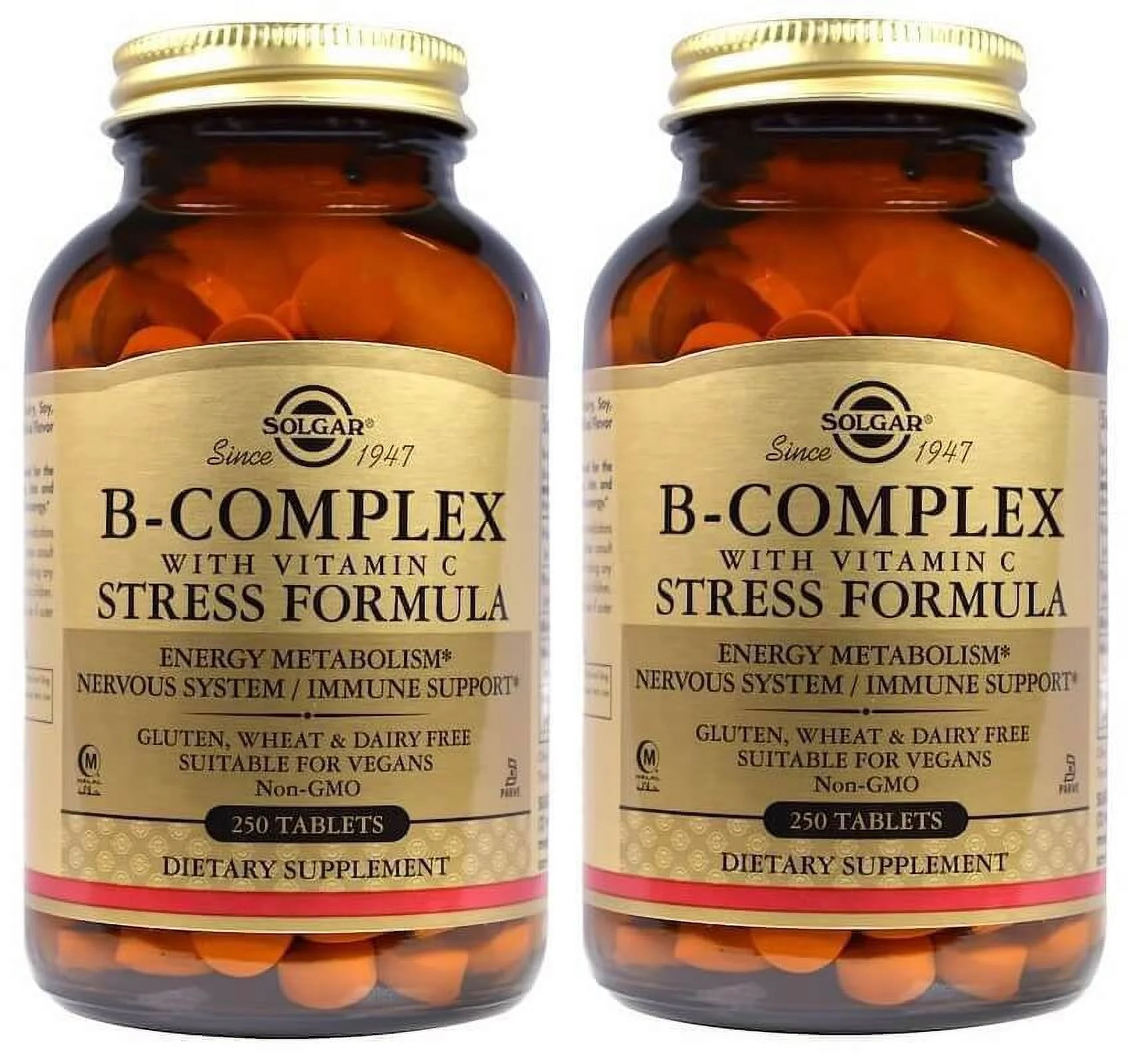 Solgar - B-Complex with Vitamin C Stress Formula, 250 Tablets - 2 Packs