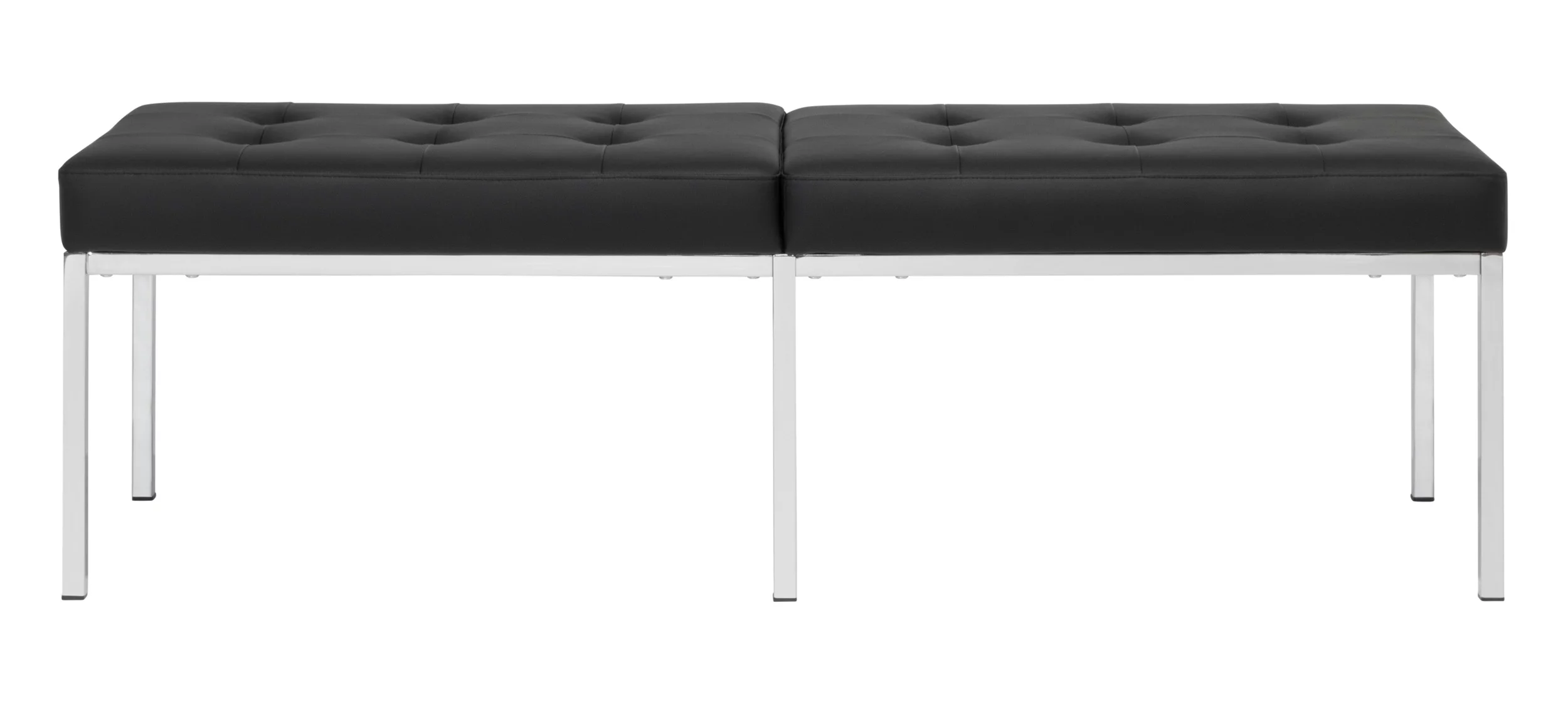 Camber Modern Metal and Leather 60 Inch Wide Bench Chrome/Black
