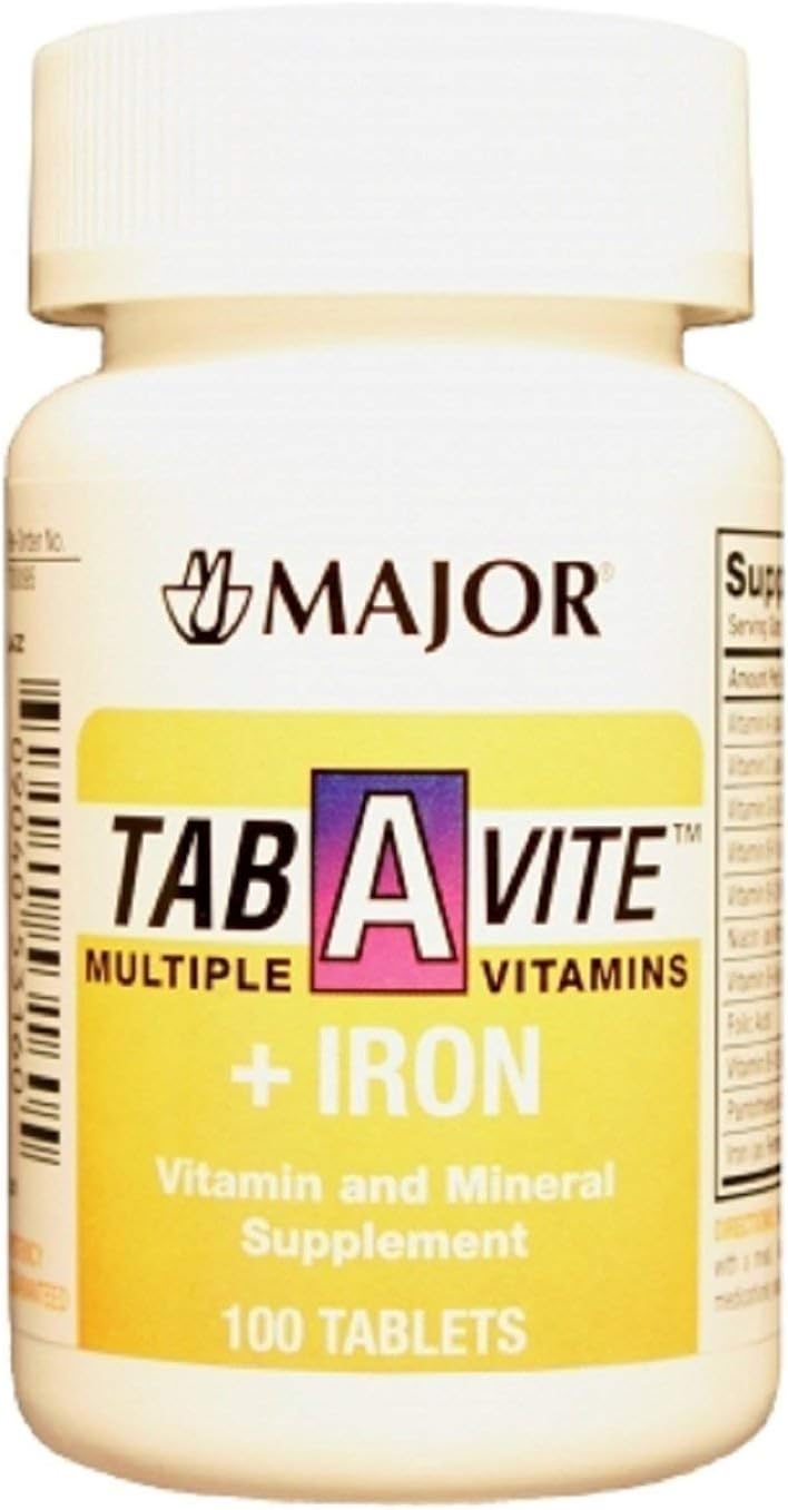 Major Tab-A-Vite with Iron Tablets - 100 Count (3 Pack)