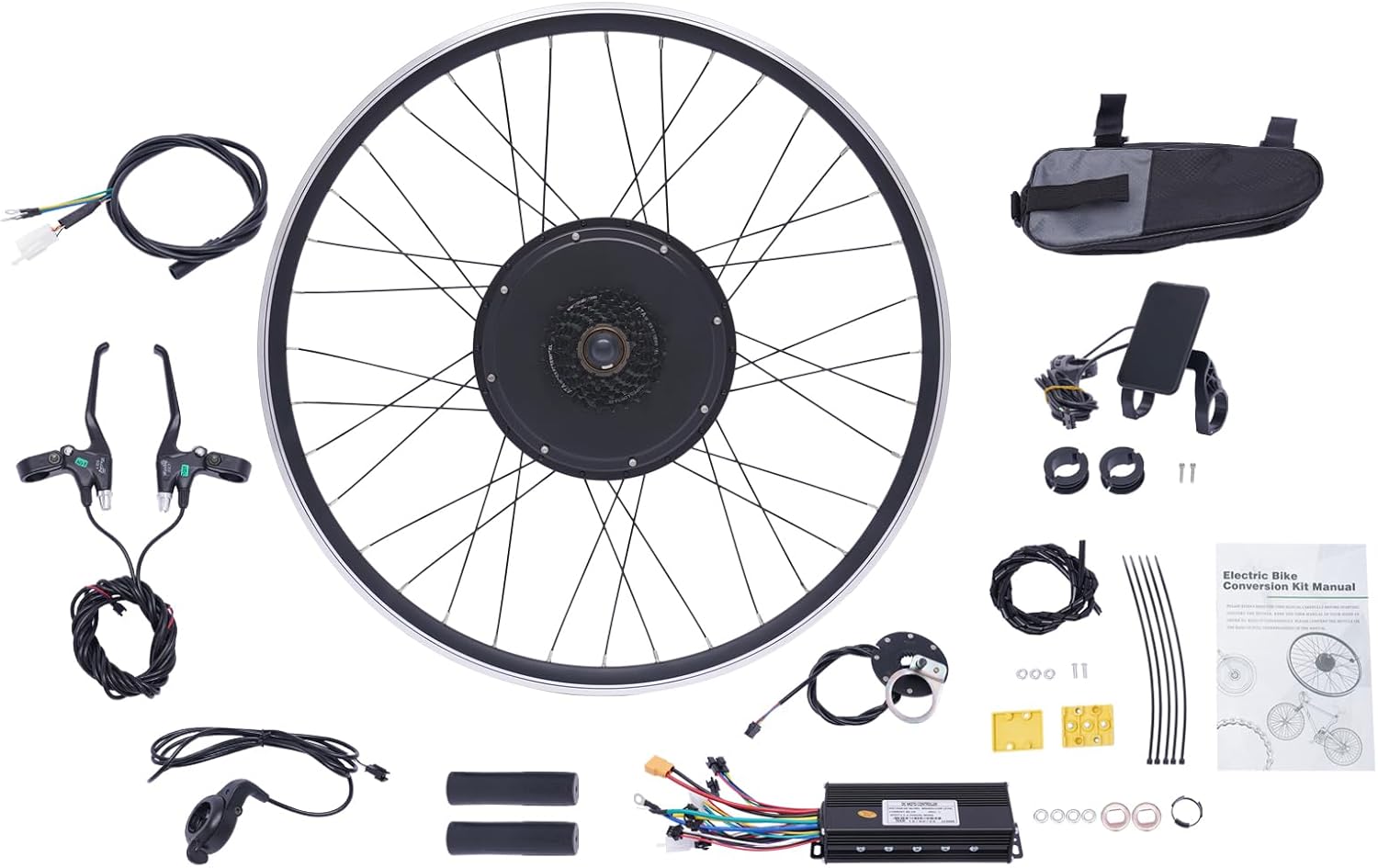 E-Bike Rear Wheel Conversion Kit, 48V 1000W Electric Bicycle Conversion Kit E-Bike Motor Kit with LCD Display, 700C Rear Wheel Powerful Motor E-Bike Conversion Kit 5 Gears Controller