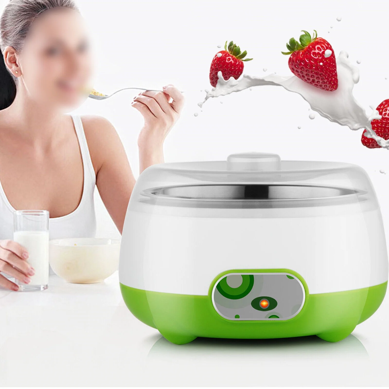 FETCOI 1L Automatic Yoghurt Machine Stainless Steel Liner 15W Constant Temperature Home