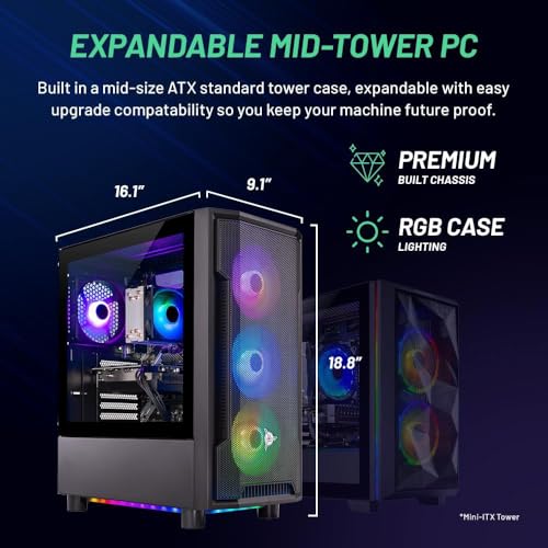 Skytech Archangel Gaming PC Desktop, Intel i5 13400F 2.5 GHz (4.6GHz Turbo Boost), NVIDIA RTX 4060 8GB GDDR6, 2TB SSD, 32GB DDR5 RAM 5200 RGB, 650W Gold PSU, Wi-Fi, Win 11 Home