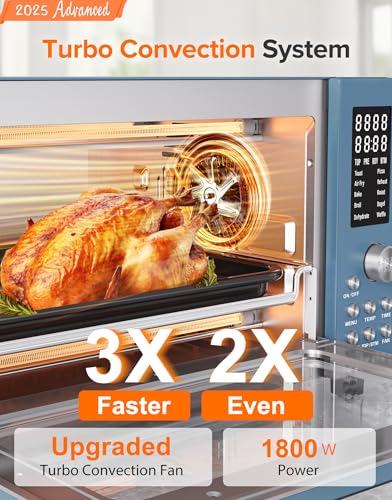 Nuwave Bravo Pro Smart 21QT Toaster Oven Air Fryer Combo, Convection Oven Countertop, 10 functions all in 1, with even & quick crisp technology, 50-450°F, 1800W, Stainless Steel