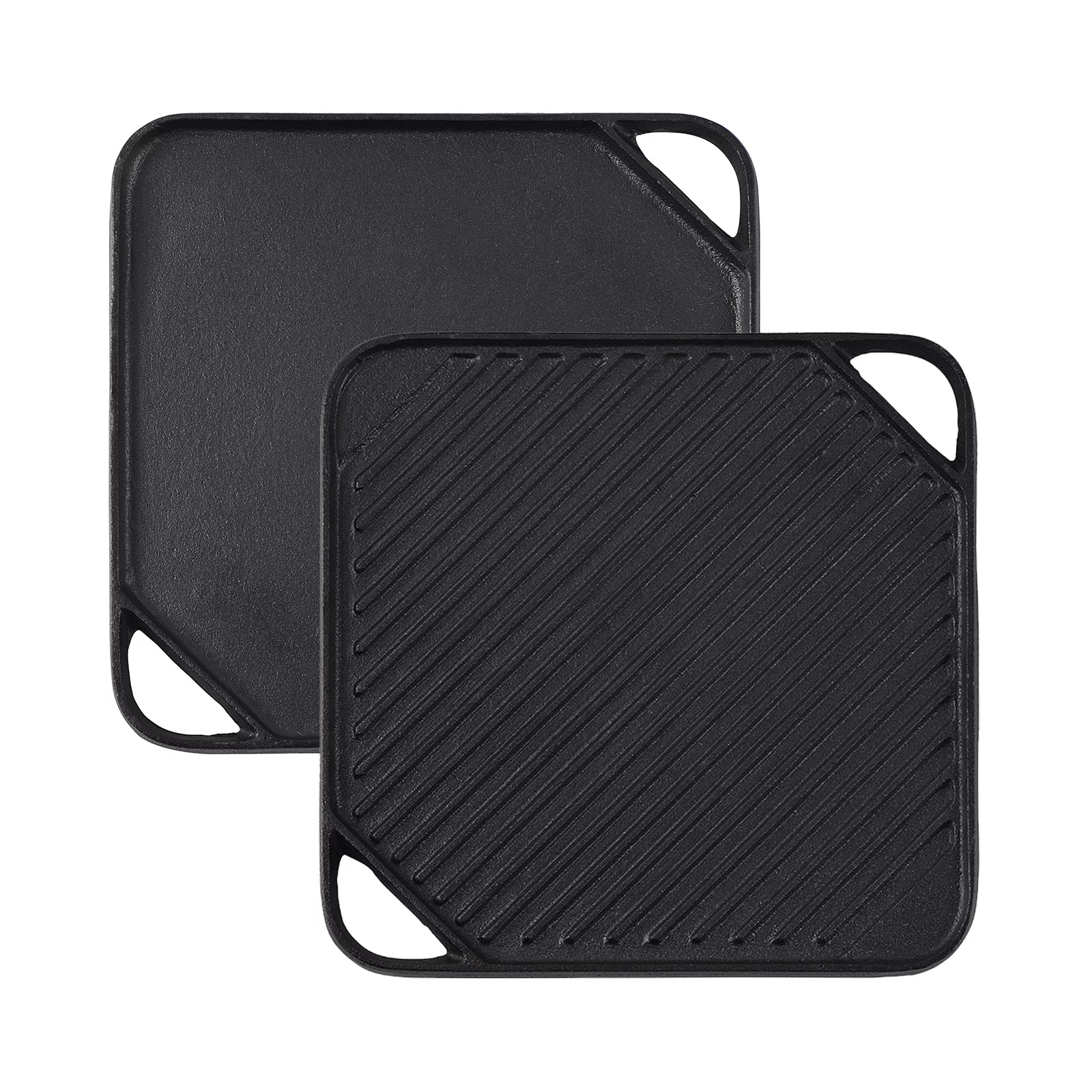 Cast Iron Reversible Grill, Square Pre-seasoned Griddle, 10.4