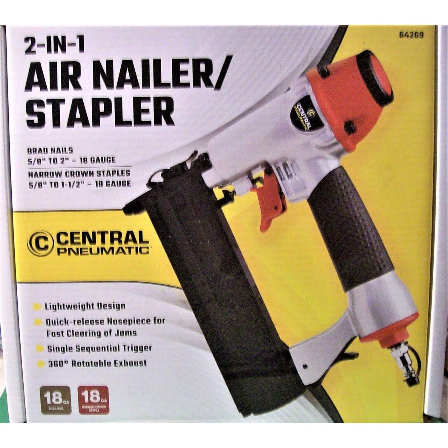 Central Pneumatic 18 Gauge 2-in-1 Air Nailer/Stapler