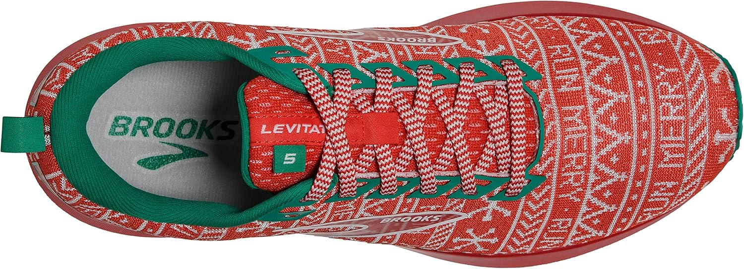 Brooks Women's Levitate 5 Neutral Running Shoe - Red/White/Green - 6 Medium
