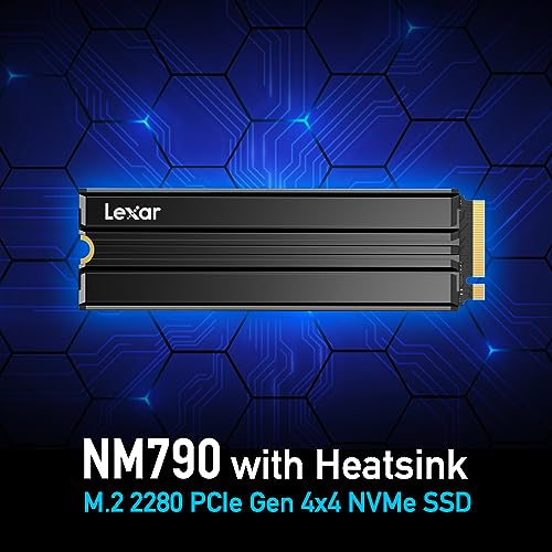 Lexar 2TB NM790 SSD with Heatsink PCIe Gen4 NVMe M.2 2280 Internal Solid State Drive, Up to 7400/6500 MB/s Read/Write, Compatible with PS5, for Gamers and Creators, Black (LNM790X002T-RN9NU)