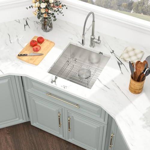 Kichae 12“ Deep Laundry Sink Undermount - 24 Inch Black Undermount Utility Sink Stainless Steel Single Bowl Under Counter Handmade Laundry Utility Room Basin