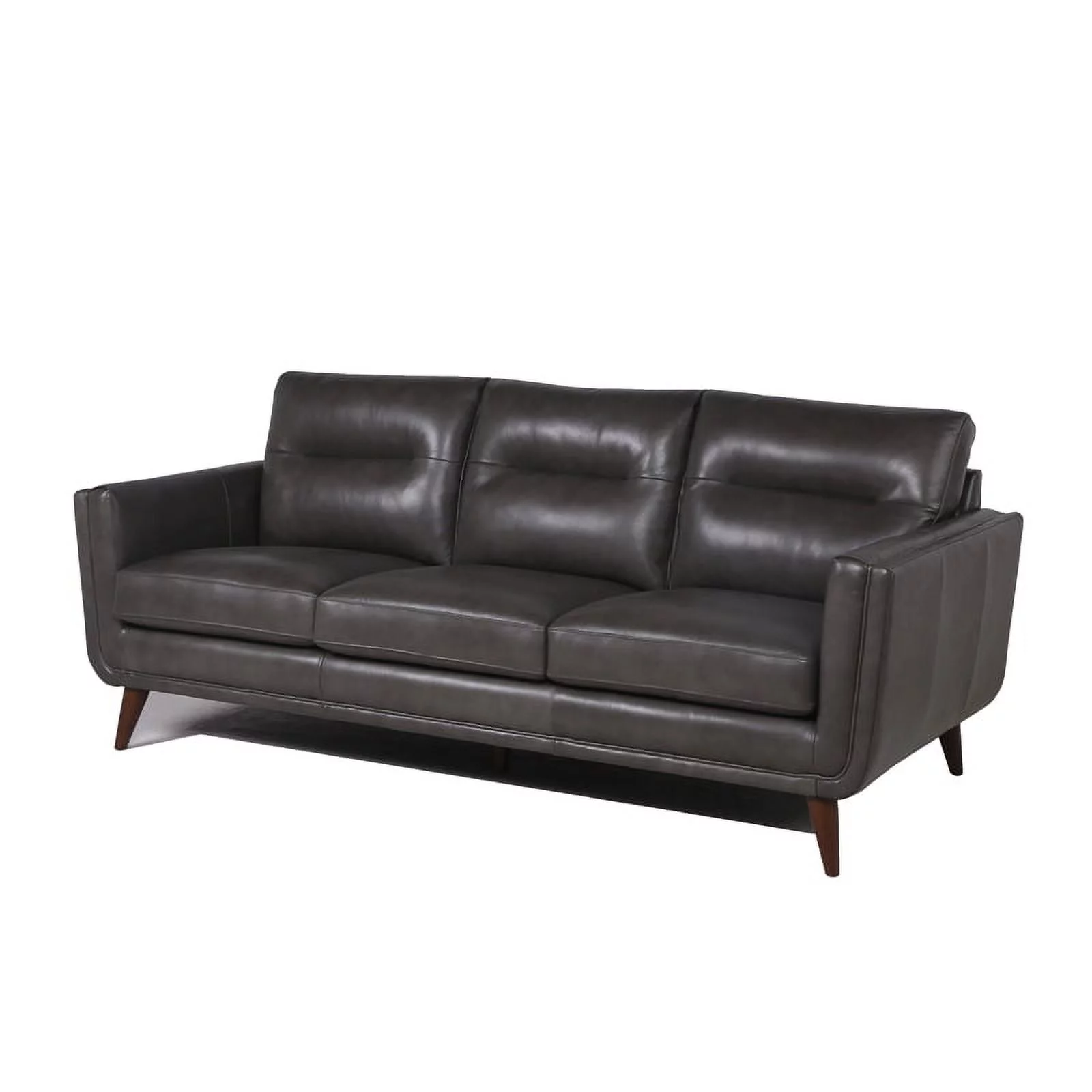 Rex Mid-Century Leather Sofa in Gray