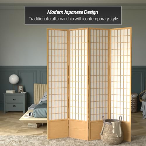 Red Lantern 7 ft. Tall Window Pane Shoji Screen-White-3 Panels Room Divider