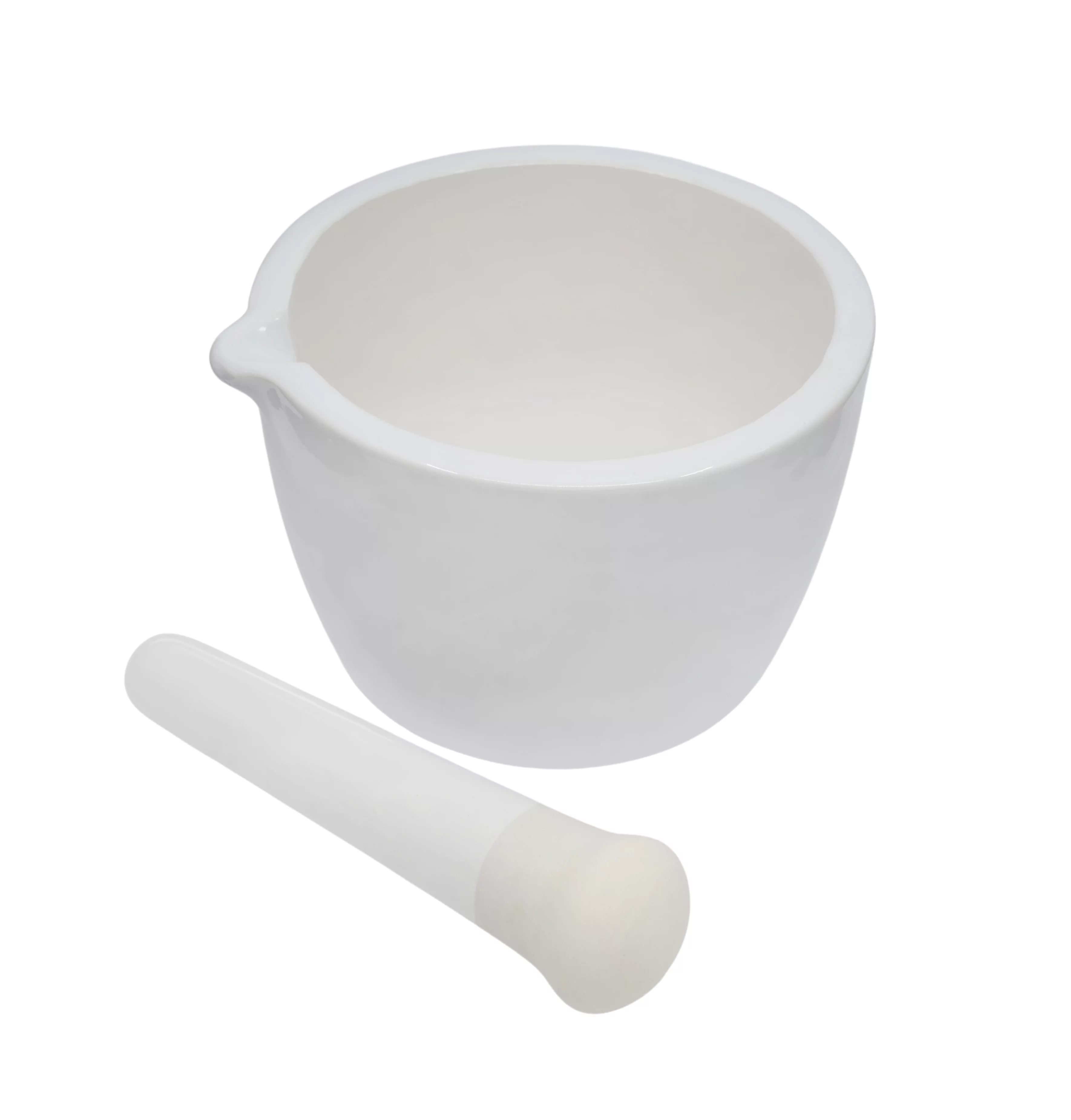 Porcelain Mortar & Pestle Set, 5oz (150ml) - Heavy Duty - Unglazed Grinding Surface - Excellent for Kitchen or Laboratory - Grinds Powdered Chemicals, Herbs, Spices, Pills - White - Eisco Labs
