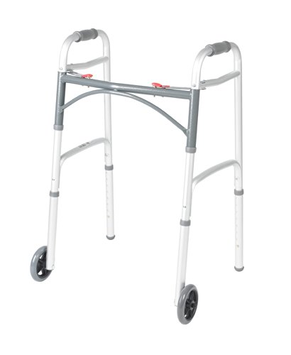 Drive Medical 2-Button Folding Walker with Essential Medical Supply Pop & Glide Walker Skis