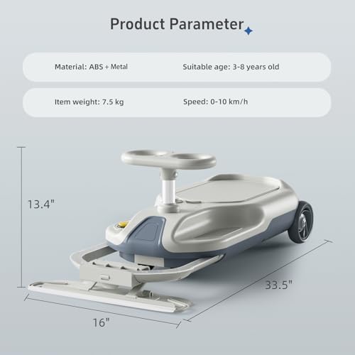 Upgraded Clean Car for Kids, Metal Rod with Built-in Bearings for Precise Steering, Electric Go Kart with Cleaning Function, 12V Ride On Race Wiggle Car for Ages 3-8 Years Old