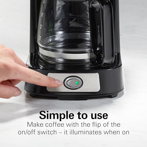 Hamilton Beach 5 Cup Drip Coffee Maker with Easy FrontFill Basket, Compact Design, Programmable Clock, Glass Carafe, Auto Pause and Pour, Black & Stainless Steel (46111)
