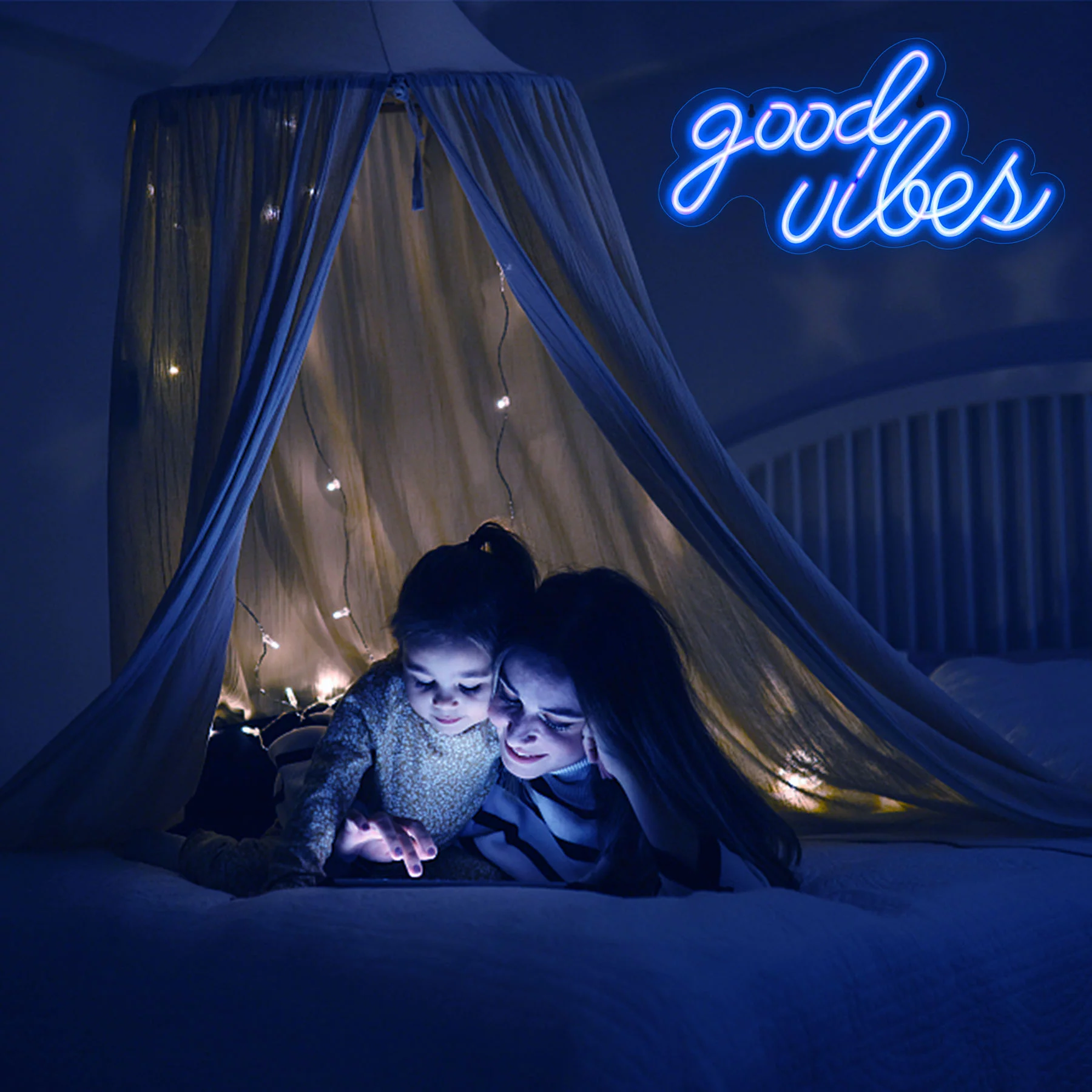 Qnbes Good Vibes Neon Sign, Led Neon Light Signs for Wall Decor Powered by USB 16.1