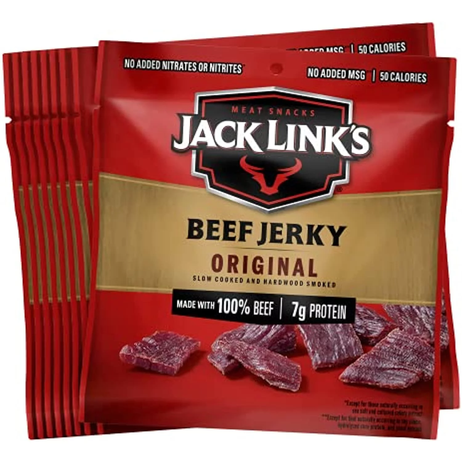 Jack Links Beef Jerky, Original, Multipack Bags - Flavorful Meat Snack For Lunches, Ready To Eat - 7G Of Protein, Made With Premium Beef, No Added Msg** - 0.625 Oz (Pack Of 20)