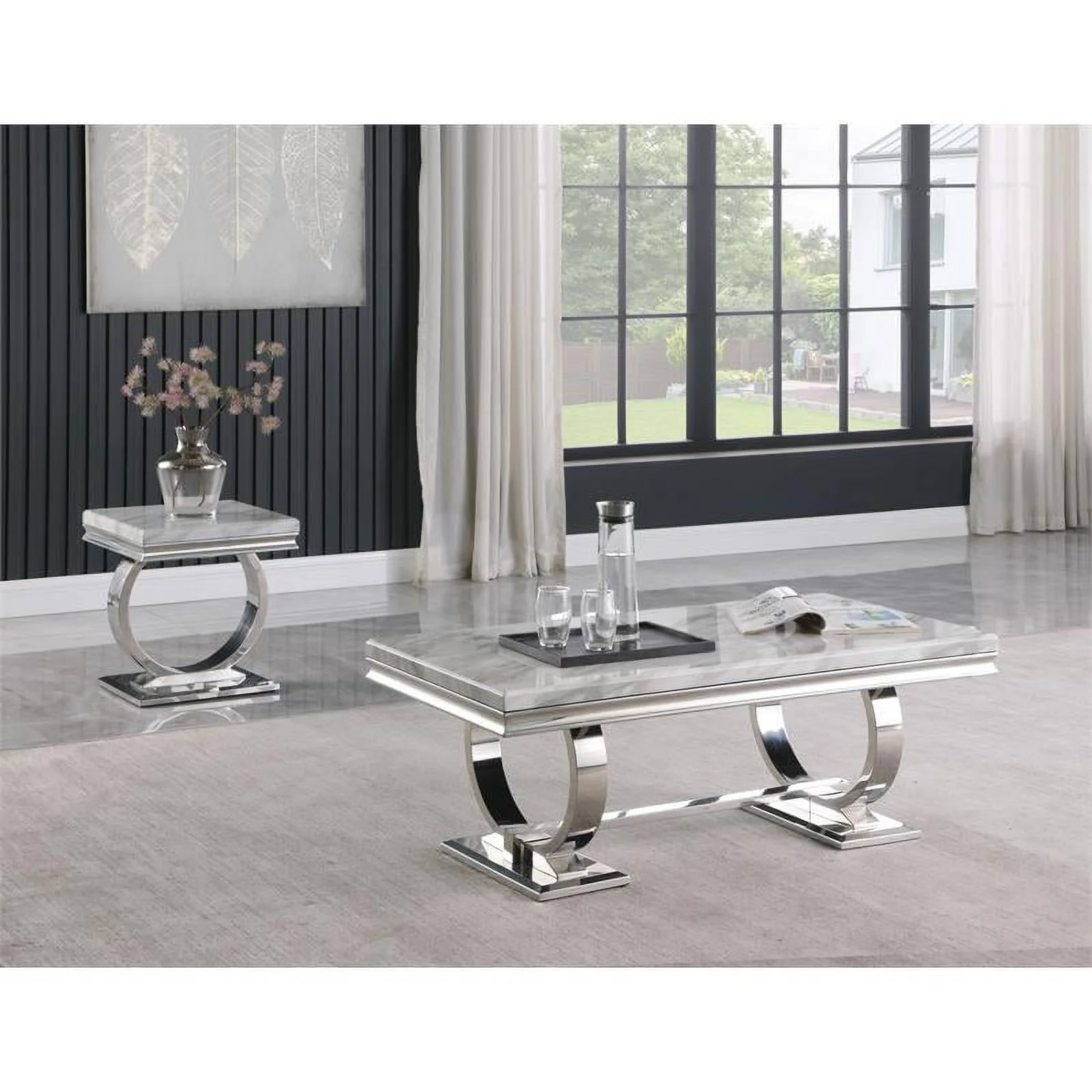 Lexington Square Faux Marble End Table