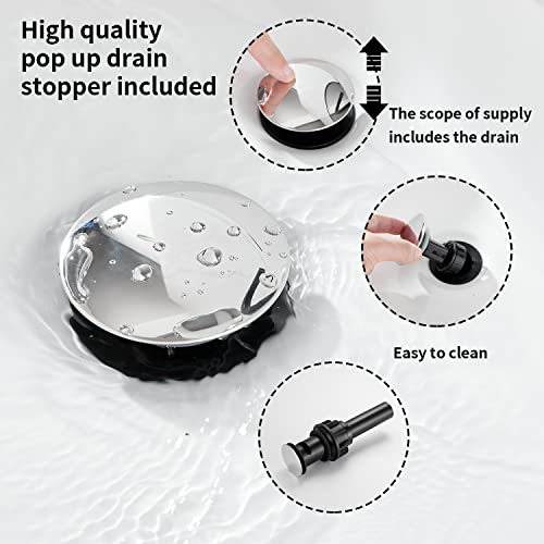 GGStudy 360° Swivel Antique Brass Bathroom Vessel Sink Faucet Single Handle One Hole Matching with Pop Up Drain