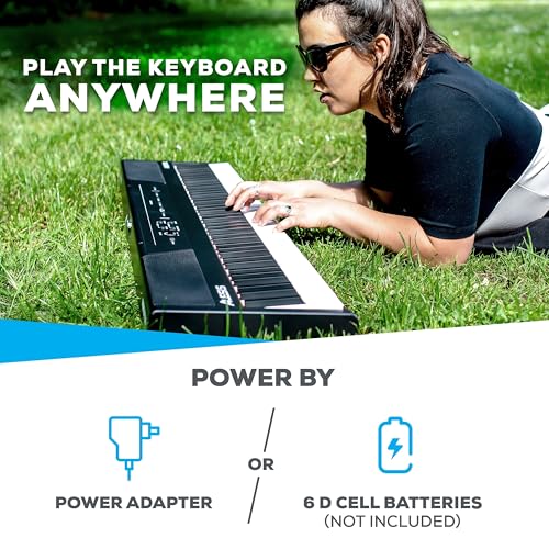 Alesis Recital – 88 Key Digital Piano Keyboard with Semi Weighted Keys, 2x20W Speakers, 5 Voices, Split, Layer and Lesson Mode, FX and Piano Lessons