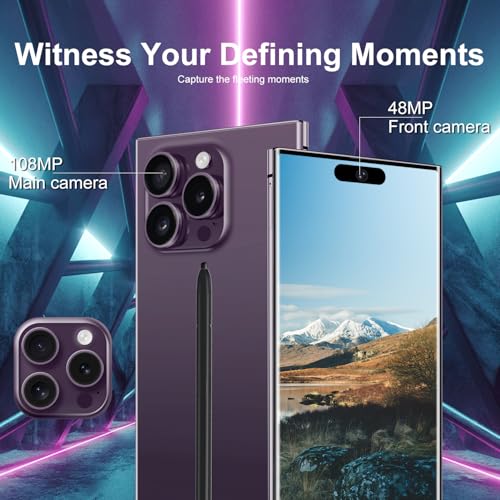 Unlocked Cell Phones Smartphones 5G Phone Android 13 Mobile Phones 8GB+256GB/7 Display/48MP+108MP Camera/6800 mAh/Dual SIM/Build-in Pen (White)