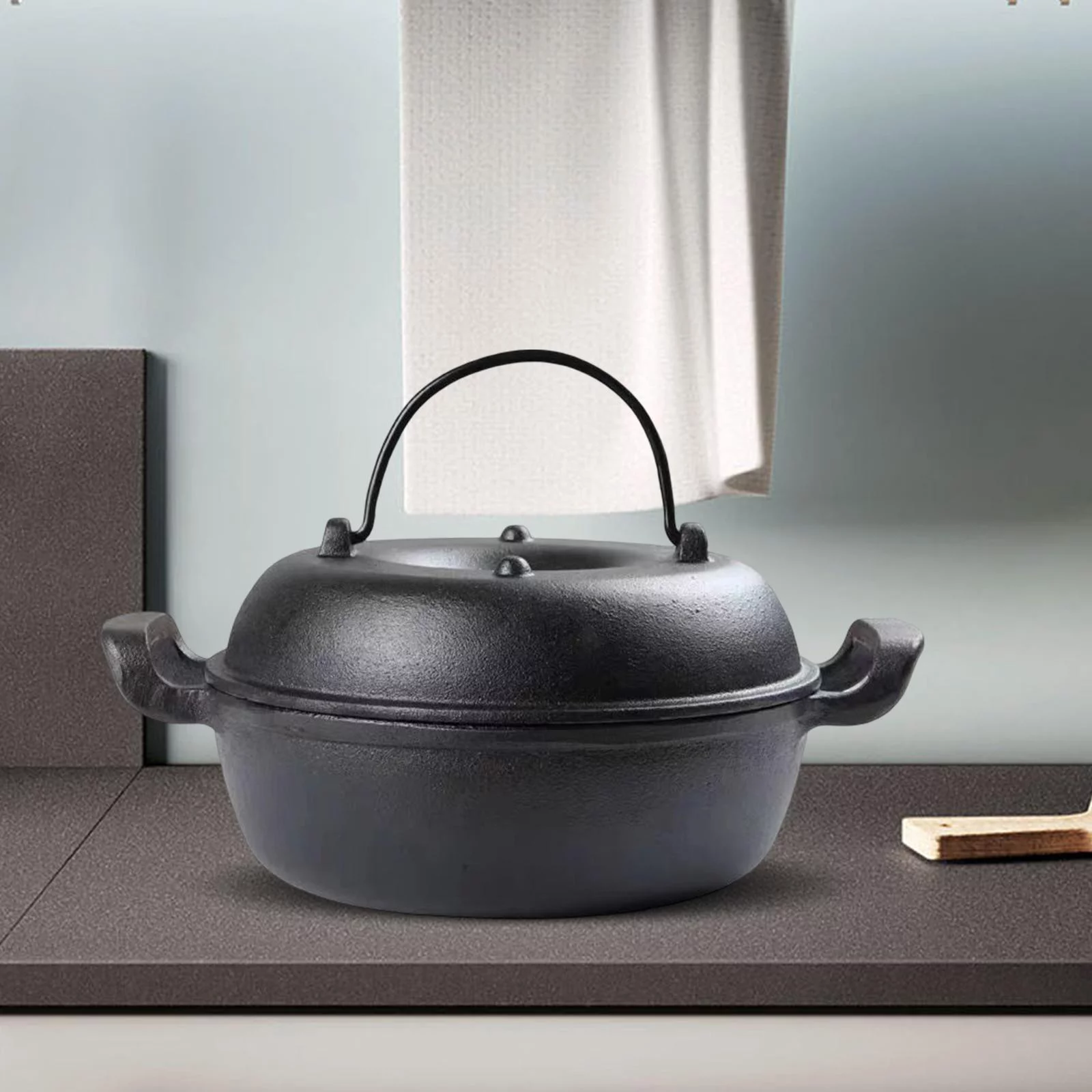 Extra Thicker Roasting Pan with Handle with Lid Cookware Multi Use Univesal Cast 23cm