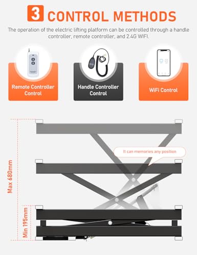 DIHOOL Electric Scissor Lift Table 350Lbs, 195-680MM Height Adjustable Electric Lifting Platform