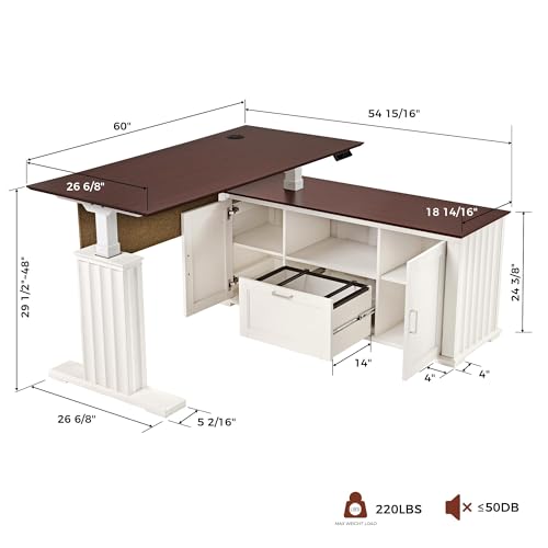 EUREKA ERGONOMIC Ark EX, 60x26 Executive Standing Desk,l Shaped Standing Desk,Adjustable Height Office Desk with Drawers,Computer Desk with Storage Drawers, Modern Executive Home Office Desk