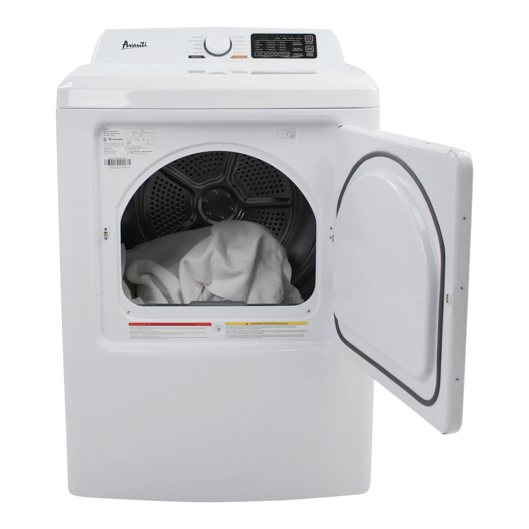 Avanti Front Load Electric Clothes Dryer, 7.0 Cu. ft. Capacity, Height: 42.1 in., in White (SED70D0W)