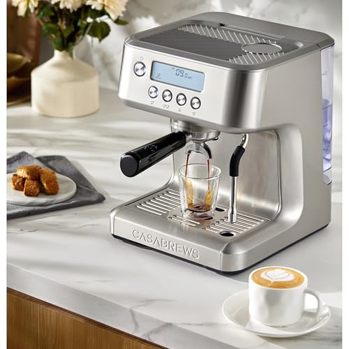 CASABREWS Ultra Espresso Machine with LCD Display, Powerful Milk Frother and Customizable Brewing Temperature, Provides Barista-Level Lattes and Cappuccinos