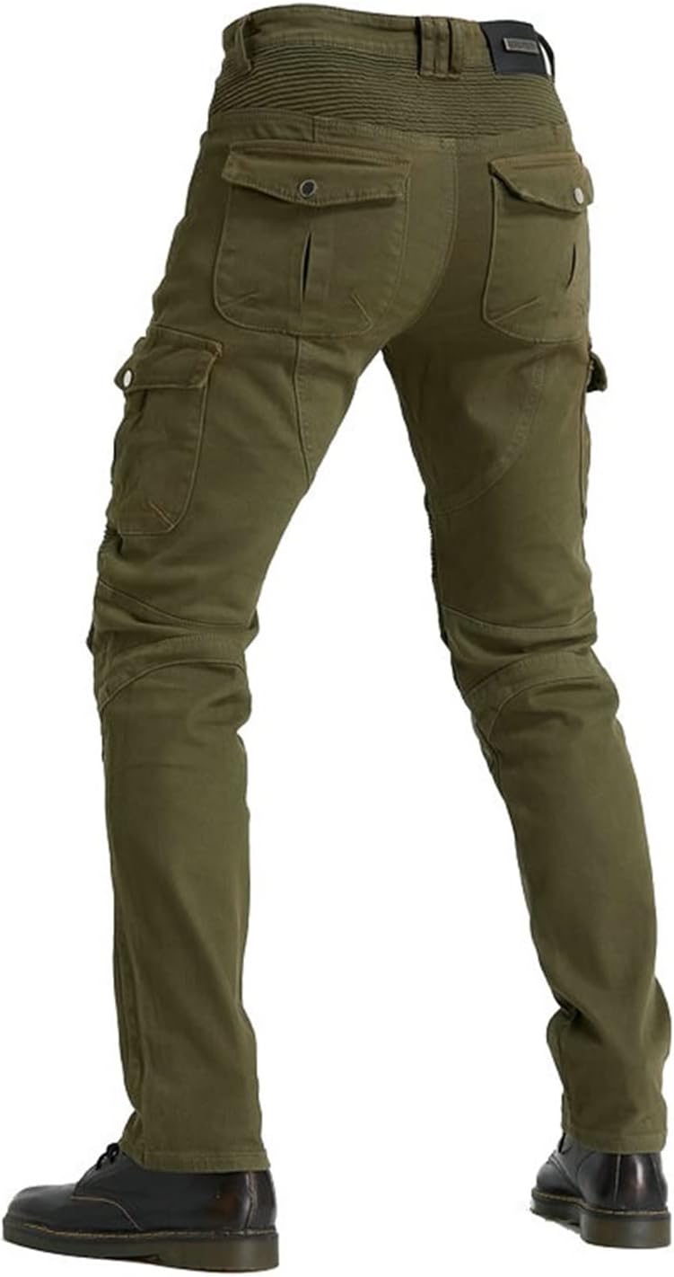 All Season Motorcycle Pants New Armor Cycling Pants Removable Armour for Knees and Hips Cycling Gear for Men, Women (Color : Green Upgrade, Size : 4X-Large)