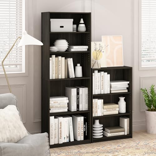 FURINNO JAYA Simply Home 5-Shelf Bookcase, 5-Tier, Black