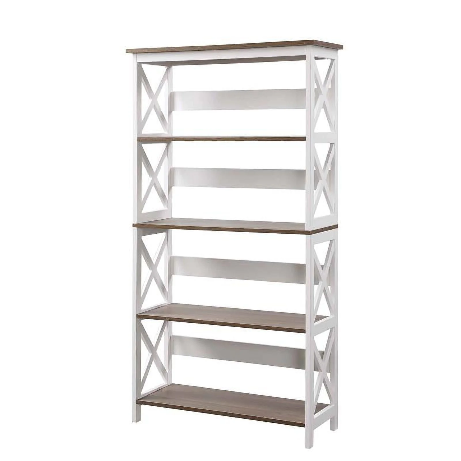 Home Square 5 Tier Shelf Wood Bookcase Set in White (Set of 2)