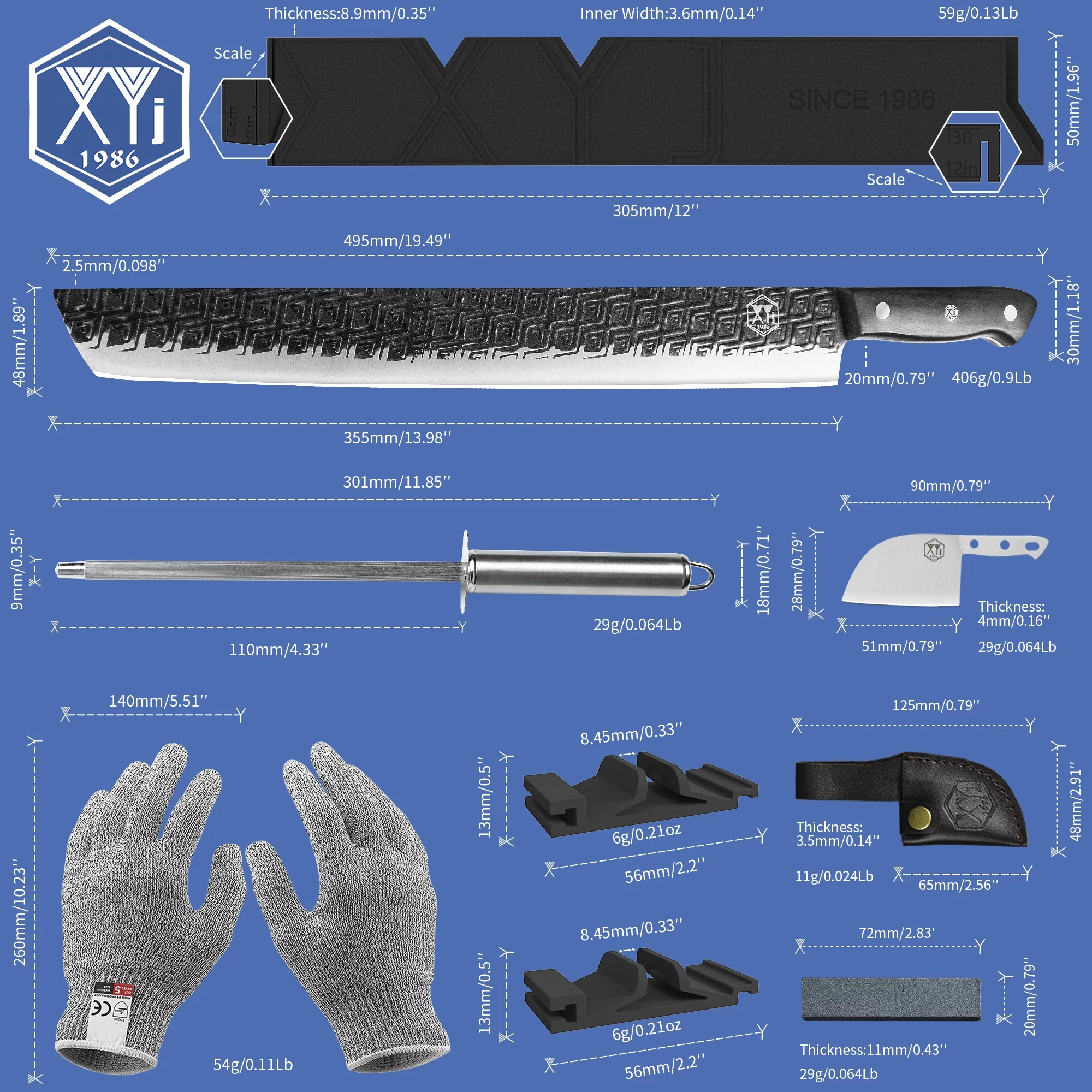 XYJ Portable Chef Knife Set Professiona Slice Cooking Knife With Sheath,14