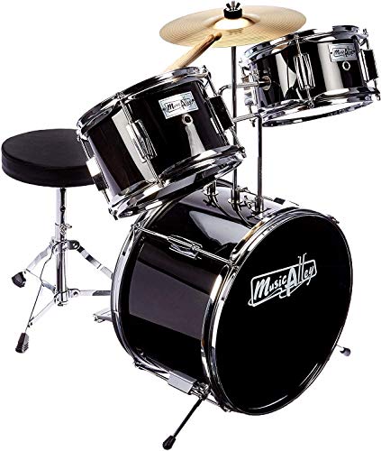 Music Alley 3 Piece Kids Drum Set with Throne, Cymbal, Pedal & Drumsticks, Blue, (DBJK02)