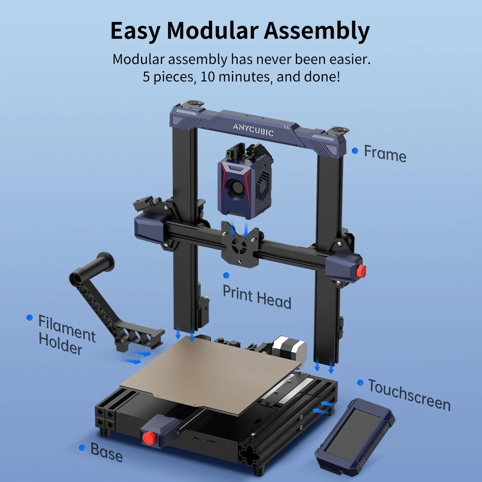 Anycubic Kobra 2 3D Printer, 6X Faster Speed Firmware Upgrades Auto Leveling Pre-Installed with Upgraded Extrusion System Efficient and Precise Delivery 8.7