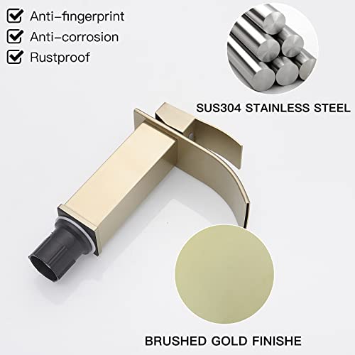 BWE Vessel Sink Faucet Modern Waterfall Chrome Single Hole Bathroom Faucet Single Handle with Pop up Drain Without Overflow Assembly Vanity Basin Bath Sink Faucets Mixer Tap