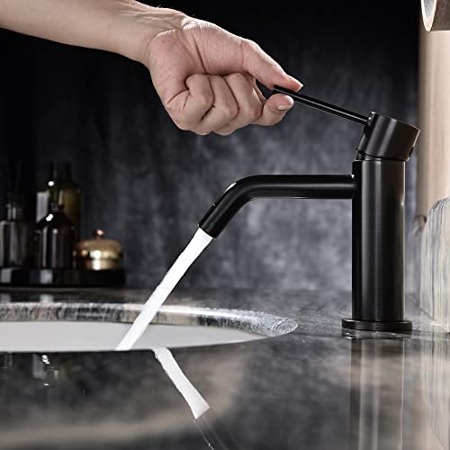 Brushed Gold Vessel Sink Faucet with Pop Up Drain and Supply Lines, Stainless Steel Gold Vanity Faucet Single Hole, JXMMP Single Handle Bathroom Faucet Gold, JXM1001BG