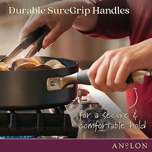 Anolon Advanced Hard Anodized Nonstick Saute Square Fry Pan with Helper Handle, 4 Quart, Graphite Gray,83862