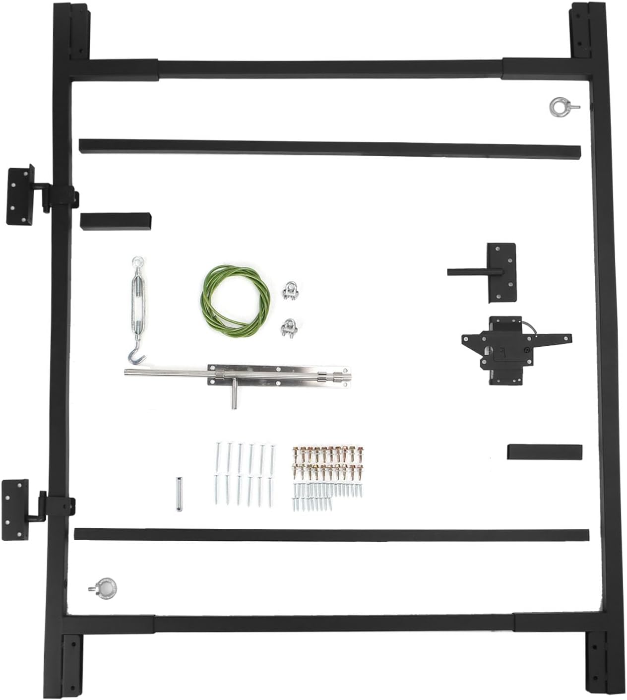 Black DIY Gate Building Kit-Steel Frame Fence Gate Kit-Fits 36 to 72 Inches Wide Openings Up to 6 Feet High Fence