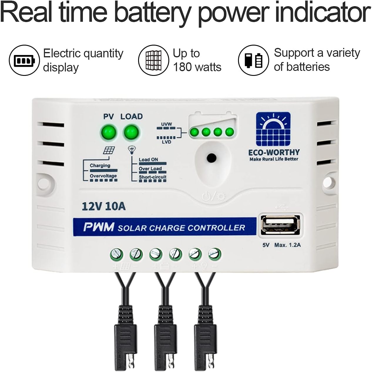 ECO-WORTHY 25 Watts 12V Off Grid Solar Panel SAE Connector Kit: Waterproof 25W Solar Panel + SAE Connection Cable +10A Charge Controller for Car RV Marine Boat 12 Volt Battery