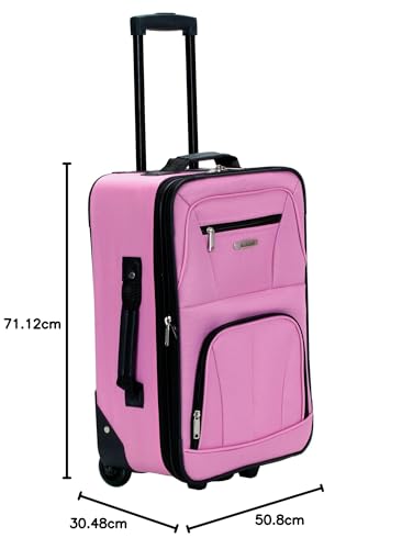 Rockland Journey Softside Upright Luggage Set,Expandable, Lightweight, Black, 4-Piece (14/19/24/28)