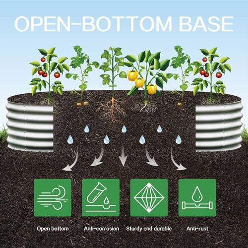 Gardmax Galvanized Raised Garden Bed, Lightweight Planter Boxes Outdoor with Easy Assembly, Large Garden Bed for Vegetables, Fruits, Flower Dark Grey