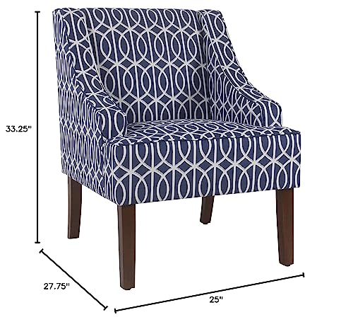 HomePop Velvet Swoop Arm Accent Chair, Suri Blue