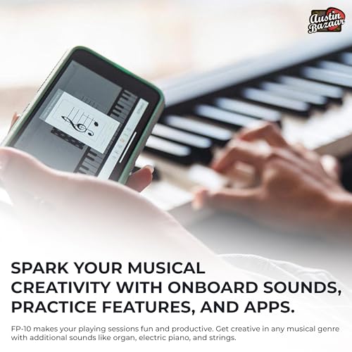 Roland FP-30X 88-Key Digital Piano - Black Bundle with Adjustable Stand, Bench, Sustain Pedal, Online Piano Lessons, Instructional DVD, and Austin Bazaar Polishing Cloth