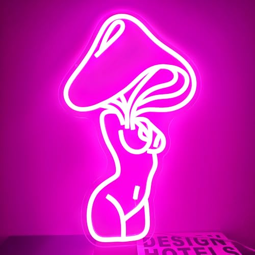 Lady Mushroom Neon Sign Sexy Lady Mushroom Neon Light Dimmable Led Neon Sign for Man Cave Neon Light Signs Light Up Sign for Wall Decor Bedroom Club Bar Store Birthday Party Decor Gifts