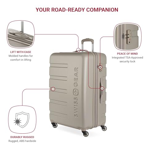 SwissGear 7366 Hardside Expandable Luggage with Spinner Wheels, White, Carry-On 19-Inch
