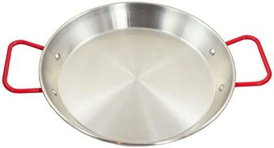 Stainless Steel Paella Pan With Red Handle (10