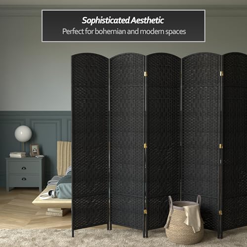 Red Lantern 7 ft. Tall Diamond Weave Dark Beige-6 Panels Room Divider
