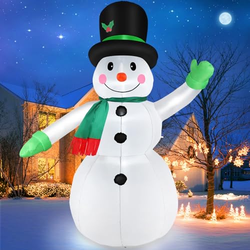 7 FT Christmas Inflatable Santa Claus with Green Gift Bag, Blow up Santa Claus Built-in LED Lights, Xmas Inflatable Indoor Outdoor Decoration for Yard Patio Garden Lawn Vacation Holiday Party Home